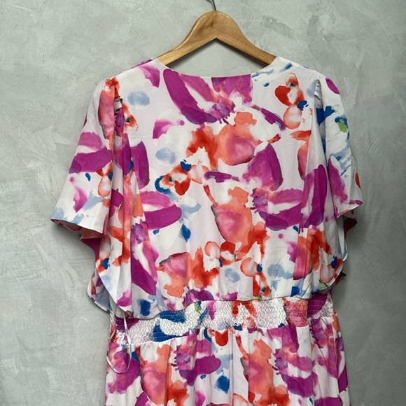 DKNY Plus Size Flutter Sleeve Smock Dress Floral Dress, Size 18w - Picture 8 of 13